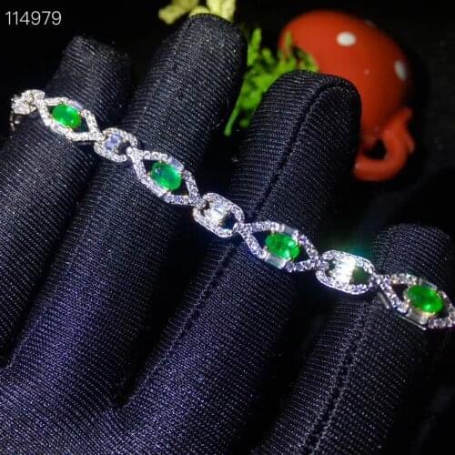 The Best engagement Gift Emerald bangle Natural real emerald For men or women 925 sterling silver Bangle
