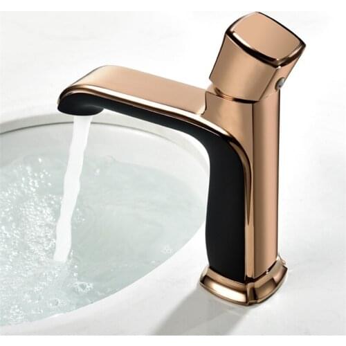 Bathroom Basin Faucets Solid Brass Sink Mixer Tap Hot & Cold Lavatory Crane Single Handle Waterfall Faucet Black Rose Gold