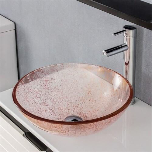 Modern art Bathroom Washbasin Countertop Tempered Glass Basin Sink Faucet Set Washroom Vessel Vanity Bar