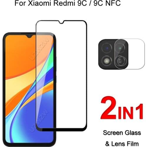 Full Cover Glass For Xiaomi Redmi 9C NFC / 9C Screen Protector Protective Tempered Glass Explosion Proof & Camera Lens Film