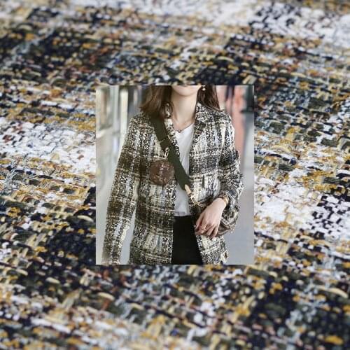 White Waxberry France Green White Plaid Tweed Fabrics Garment Materials Autumn Jacket Sewing Cloth Tailor Freeshipping