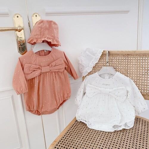 Spring New Lovely Girls Long Sleeve Romper With Hat
