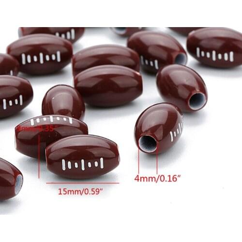 100Pcs Brown Rugby Beads American Football Sports Spacer Beads Jewelry Making LX9E