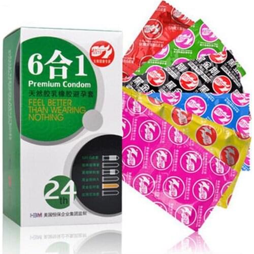 6 Kinds In 1 24PCS/lot Natural Latex Thread Granulate G-spot Stimulating Condoms Sex Toy for Safe Contraceptive Sex Products