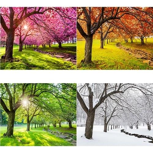 New 5D DIY Diamond Painting Four Seasons Scenery Diamond Embroidery Cross Stitch Full Square Round Drill Home Decor Manual Gift