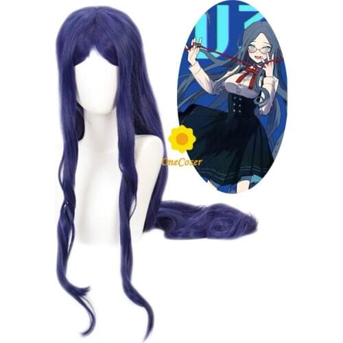 Anime Danganronpa V3 Shirogane Tsumugi Cosplay Wig Long Dark Blue Wig Synthetic Hair Dangan Ronpa + Free Wig Cap Party Role Play