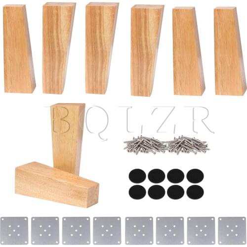 BQLZR 8pcs Right Angle Trapezoid Furniture Cabinets Legs Wooden Color 4x6x18cm