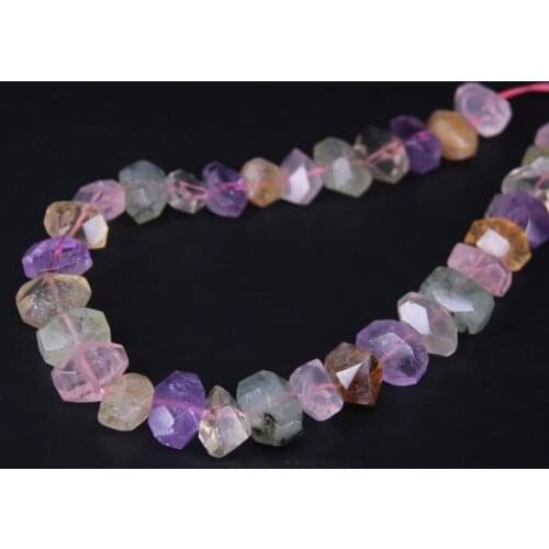 15.5"/strand Beautiful Mix Crystal Faceted Nugget Loose Beads,Cut Citrines Amethysts Rose Quartzs Pendants Charms Jewelry Making