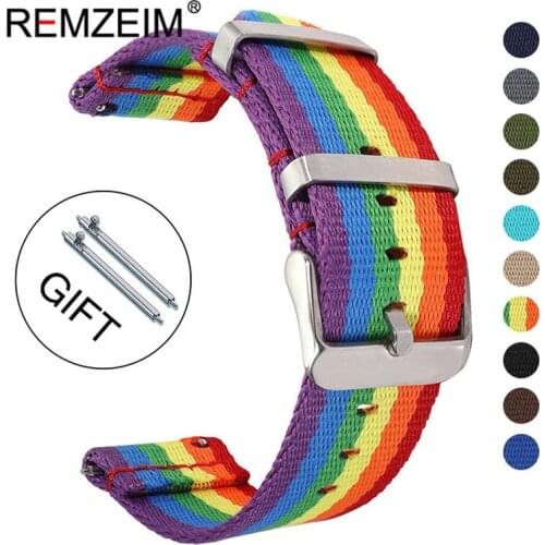 Quick Release Watch Strap for Men Women Premium Nylon NATO Rainbow Watch Band With Silver Stainless Buckle 20mm 22mm