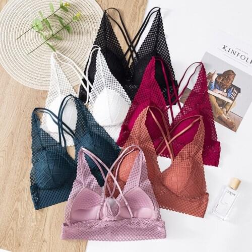 Lace Push Up Bra New Womens Underwear Without Steel Ring Breathable Sexy Lingerie for Female Hanging Neck Beauty Back Bra