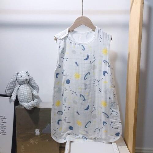 Baby Cartoon Muslin Sleeping Bag Soft Bamboo Fiber Children Toddle Bedding Summer Baby Vest Style Sleepsacks 0-4 years