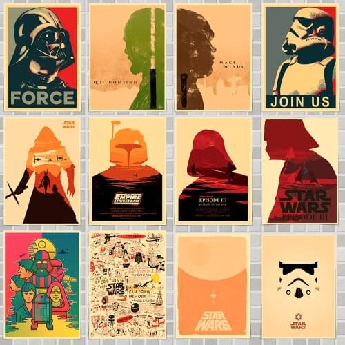 Disney Star Wars Funny Movie Poster Wall Stickers For Home Room Bar Decor Art