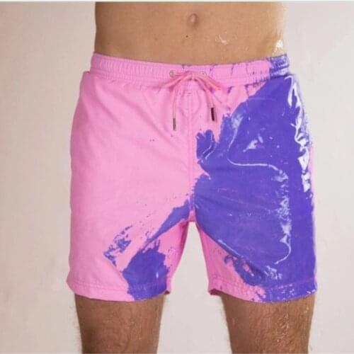 Mens Swimming Trunks Magical Color Change Swimming Shorts Summer Quick Dry Boy Swimsuit Beach Pants Swimwear Plus Size