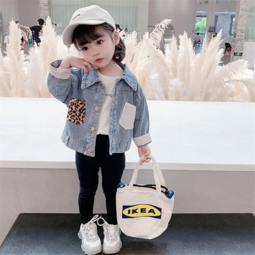 Leopard Jean Spring Autumn Coat Girls Kids Outerwear Teenage Top Children Clothes Costume Evening Party High Quality