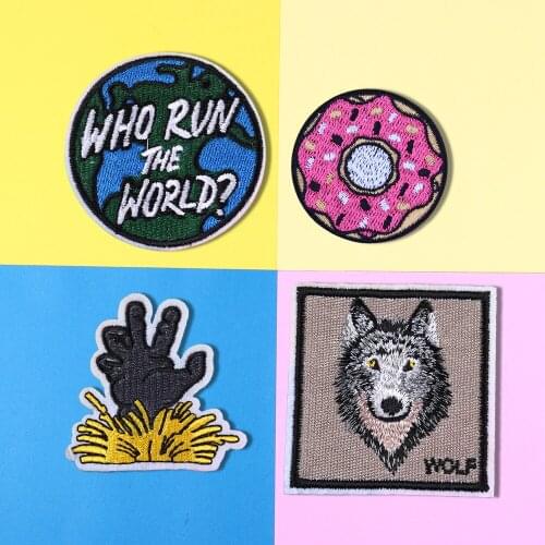 Food doughnuts Cloth Appliques Iron On Halloween Ghost hand Patches 3D Diy Animal Wolf Embroidered Badges Coat Jeans Decor