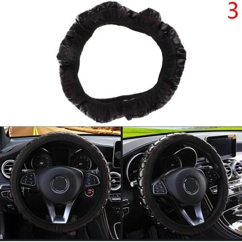 Crystal Crown Auto Steering- wheel Cover PU Leather Car Steering Wheel Cover Comfortable and wearable leather