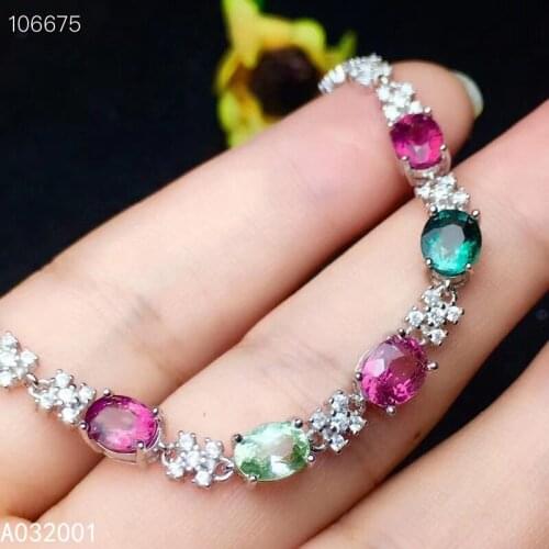 KJJEAXCMY fine jewelry natural Tourmaline 925 sterling silver new women gemstone hand bracelet support test classic hot selling