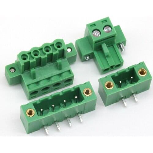 20 Set 5.08MM Pitch PCB Pluggable Terminal Block Connector 2/3/4/5/6/7/8/9/10/11/12P Right Angle KF2EDGKM With Flange Ears Green
