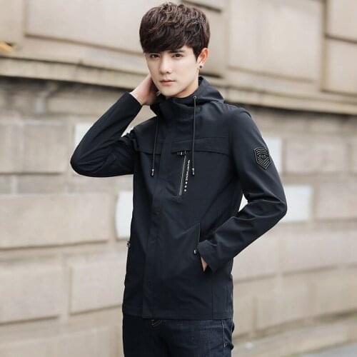 Spring autumn mens Thin section jackets with hood Breathable windproof waterproof coat lightweight slim jackets 3 colors