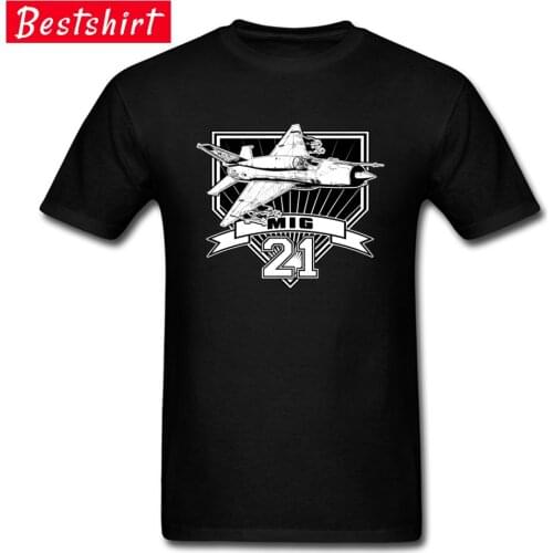 Warplane Mig 21 Indian T Shirts Strike Fighters AirPlane Graphic Tee-Shirt For Men 2019 Fashion Clothing Shirts Custom Black