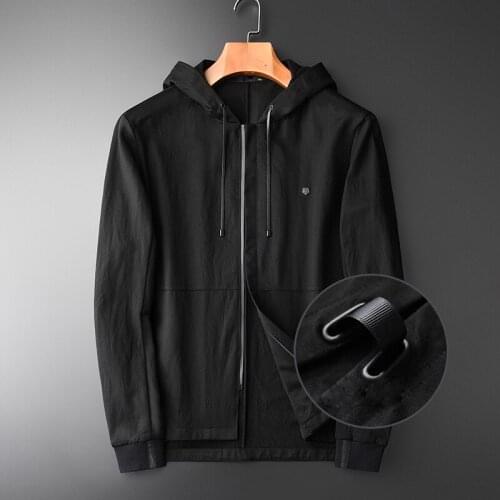 Male Jacket Fashion Mercerized Cotton Hooded Mens And Coats Hight Quality Side Slit Design Slim Fit Man Jackets