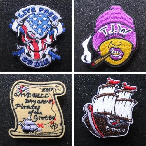 Nicediy Punk Pirate Treasure Map Patches For Clothes Hippie Patch On Clothing Iron On Patch Embroidered Patch Stickers Applique