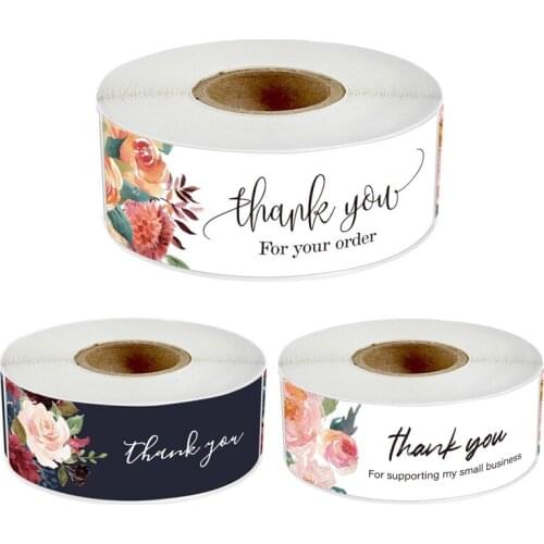 120PCS Flower Pattern Thank You Stickers Gift Package Seal Stickers Adhesive Labels for Business Boutiques Wrapping Supplies