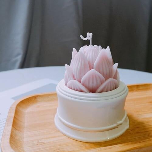 New 3D Lotus Flower Candle Mold for Candle Making Aroma Gypsum Plaster Craft Silicone Mould Soap Mold