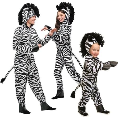 2021 New Product Halloween Christmas Cosplay Zebra Costume Fancy Party Role Play Costumes Adult Kids Animal Suit