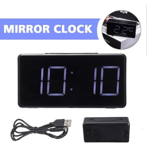 New Arrivals Digital LED Mirror Face Large Display Alarm Clock Travel USB/Battery Operated Electronic Desktop Clocks