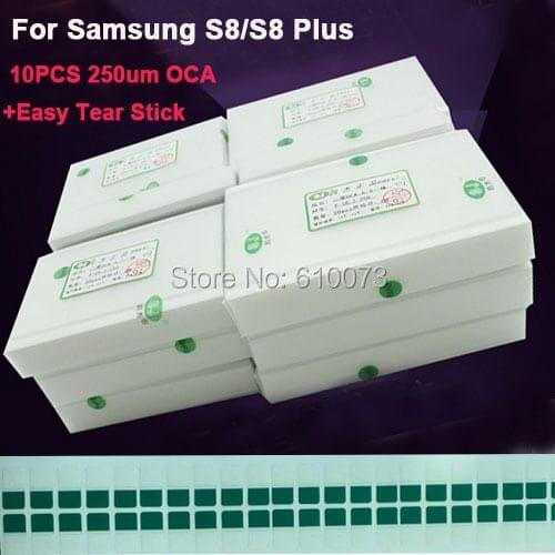 10pcs MAIJIEKE 250um OCA Optical Clear Adhesive for Samsung Galaxy S8 plus/S8 OCA Glue Touch Glass Lens Film+easy tear stick