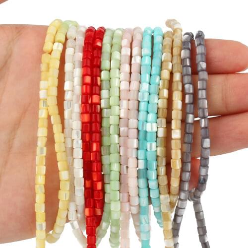 Wholesale 3.5MM Colorful Cylindrical Natural Freshwater shell Bead Charm Loose Mother of Pearl Bead for DIY Craft Jewelry Making