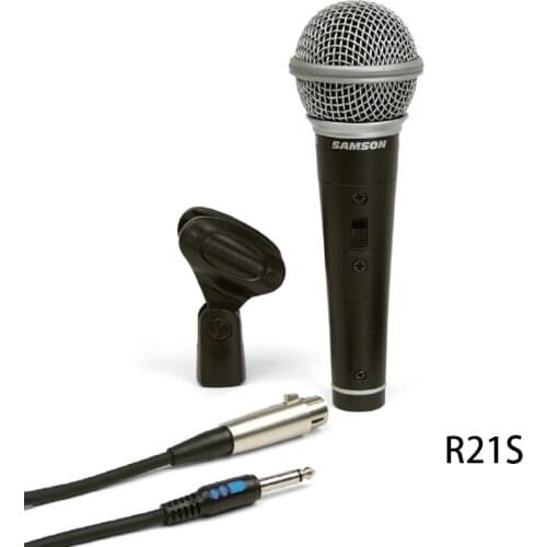 Samson R21S Dynamic Cardioid Handheld Microphone with XLR to 1/4" Mic Cable and Mic Clip