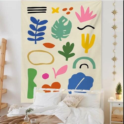 Scandinavian Art Tapestry Flower Cactus Aesthetic Living Room Bedroom Decor Green Plant Hanging Tapestry Picnic Beach Backdrop