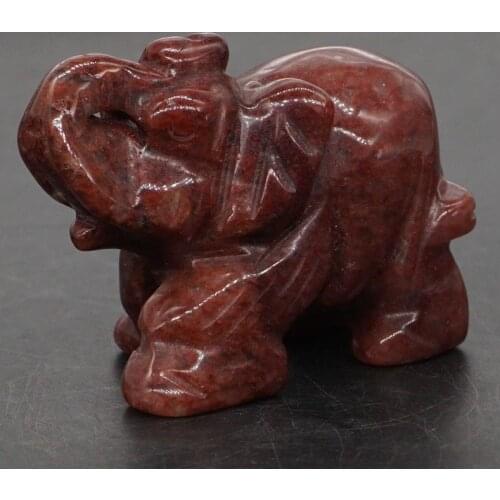 Elephant Figurines Craft Carved Natural Stone Strawberry Crystal Mini Animal Statue Decor Chakra Healing 2 Inch