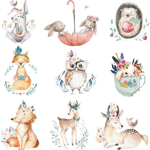 Prajna Iron On Transfer Rabbit Patches For Clothes Cute Animals Heat Transfer Vinyl Thermal Stickers On Clothes Cartoon Applique