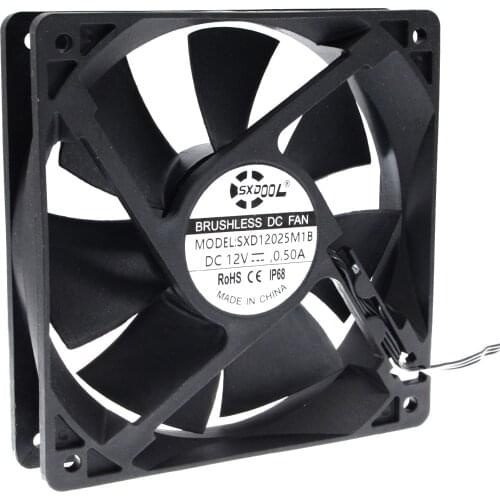 SXDOOL 120mm 12cm Waterproof Dustproof IP68 Cooling Fan,120X120X25mm 3P 3-Pin Dual Ball Bearing 3050RPM,High Speed CFM Cooler