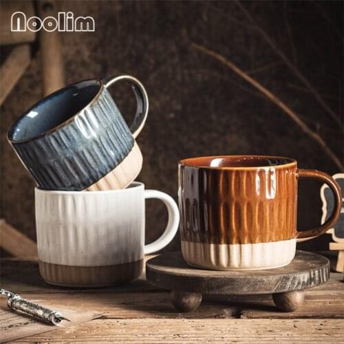Japanese Style Ceramic Retro Breakfast Milk Mug Office Water Tea Cup Coarse Pottery Hand Painted Coffee Mug Drinkware 400ML