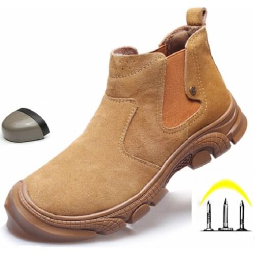 Safety Work Boots for Men Breathable Safety Shoes Waterproof Work Shoes Steel Toe Puncture-proof Indestructible Shoes Sneakers