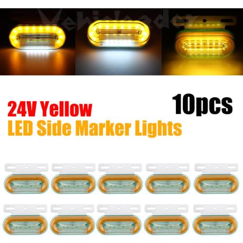 10x 24V 12 LED Car Truck Side Marker Lights Camper External Light Signal Indicator Lamp Warning Tail Light 3 Modes Trailer Lorry