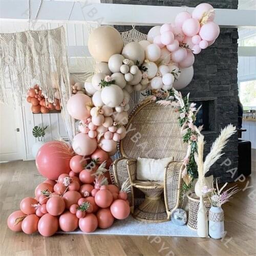 127Pcs Macaron Pink Garland Arch Balloon Kit Skin Color Red Latex Balloon Set DIY Wedding Party Birthday Decoration Globos