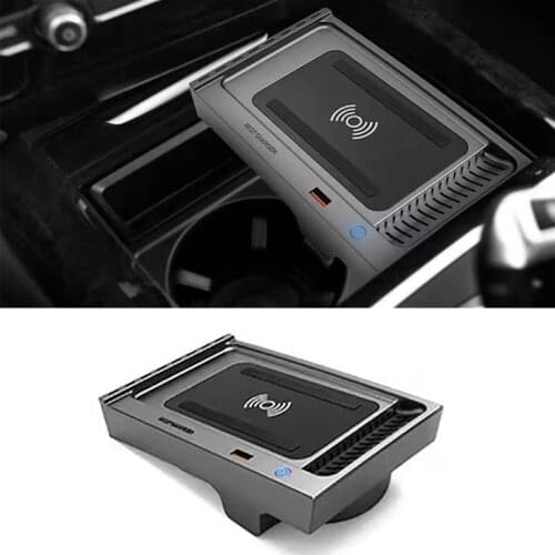 15W car QI wireless charger for BMW X5 F15 X6 F16 X5M F85 X6M F86 2014-2018 wireless phone charger charging case for iPhone 11