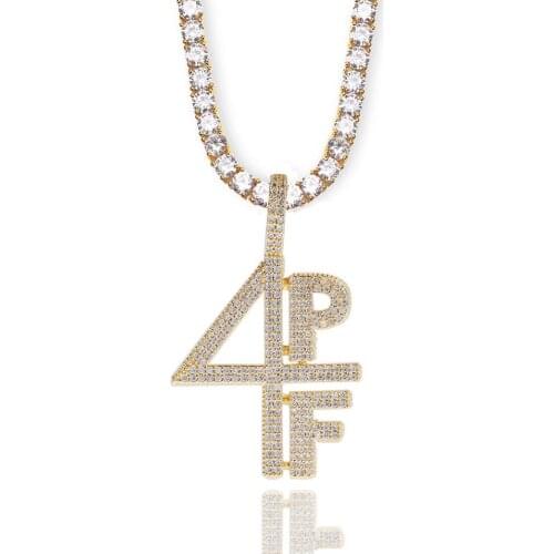 2020 Bling bling 4PF alphanumeric pendant Fashion Copper Zircon Hip Hop Rap DJ Tennis Necklace