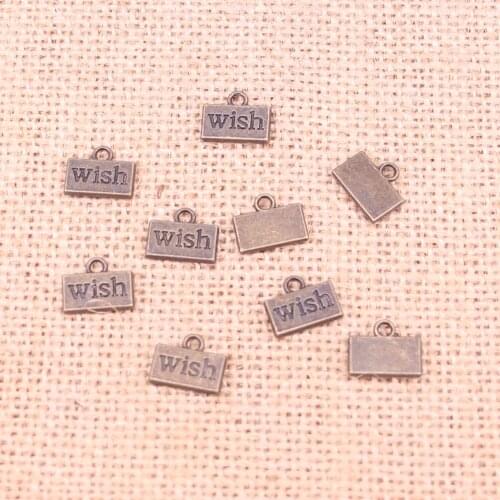 28pcs wish Charms Pendant For Necklace Bracelet Jewelry Making DIY Handmade 13*11mm