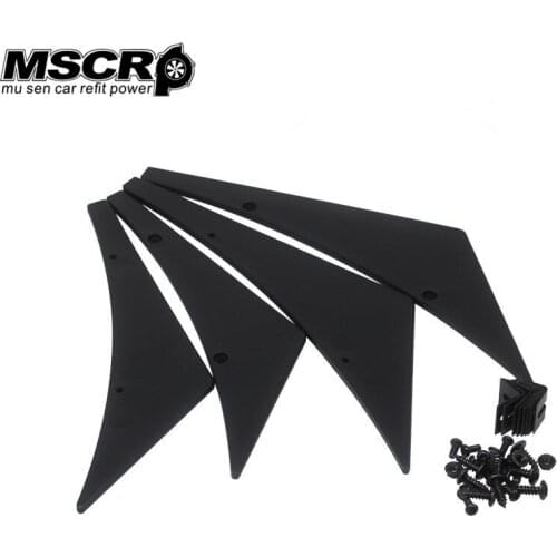 MSCRP 4PCS Universal Fit Front Bumper Lip Splitter Fins Body Spoiler Canards Valence Chin black MSCRP-170601