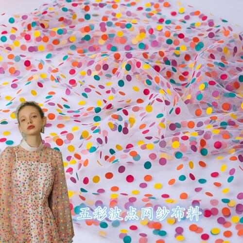 50x150cm Color Polka Dot Net Gauze Fabric Tutu Skirt Childrens Ornament Fabric Doll Sewing Accessories For Dress Dentelle