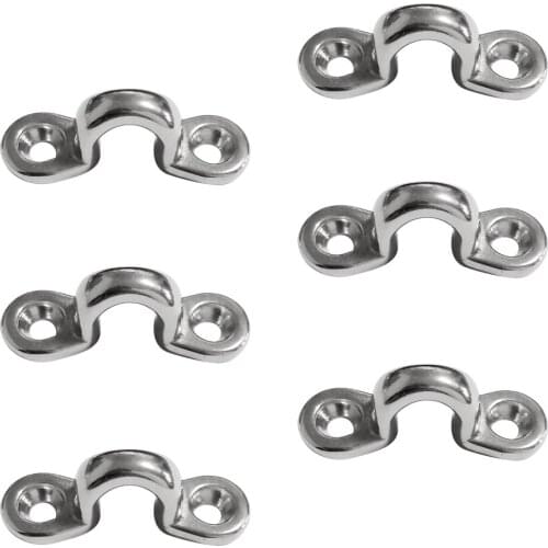 6Pcs Stainless Steel Boat Canoe Pad Marine Pad Eye Loop Plate Staple Ring