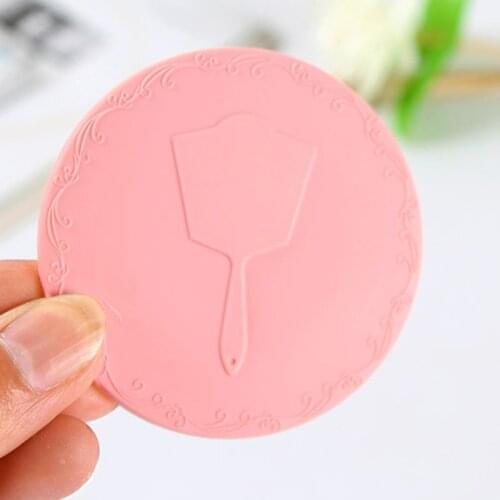 7cm/2.76in Creative Cartoon Embossed Round Mini Pocket Makeup Mirror Single Side Compact Cosmetic Tool Travel Portable D0UE