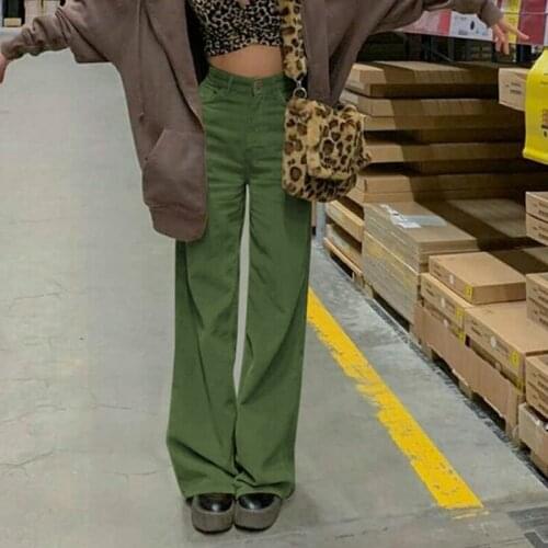 Y2K Fashion High-waist Baggy Pants Retro British Streetwear Brown Trousers Gothic Aesthetic Solid Color Corduroy Wide-leg Pants