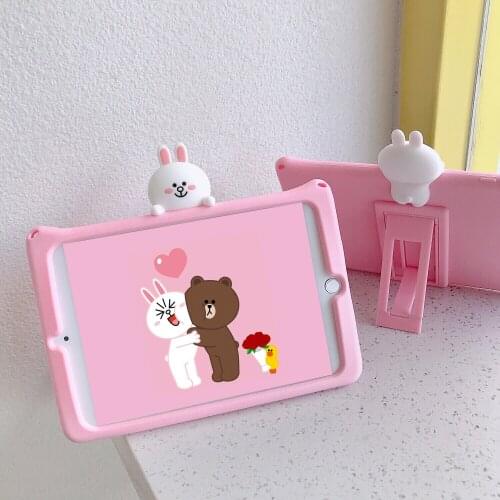 Case for Ipad 9.7 2017 Cartoon Rabbit ShockProof Non-toxic Soft Silicon Tablet Protective Shell For Ipad 5 6 Air 1 2 Cover+pen